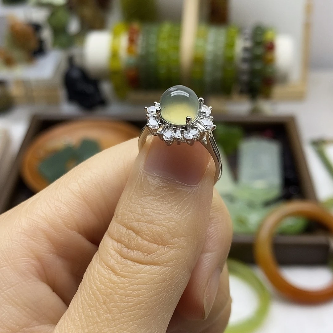 蛇纹石玉合金戒指