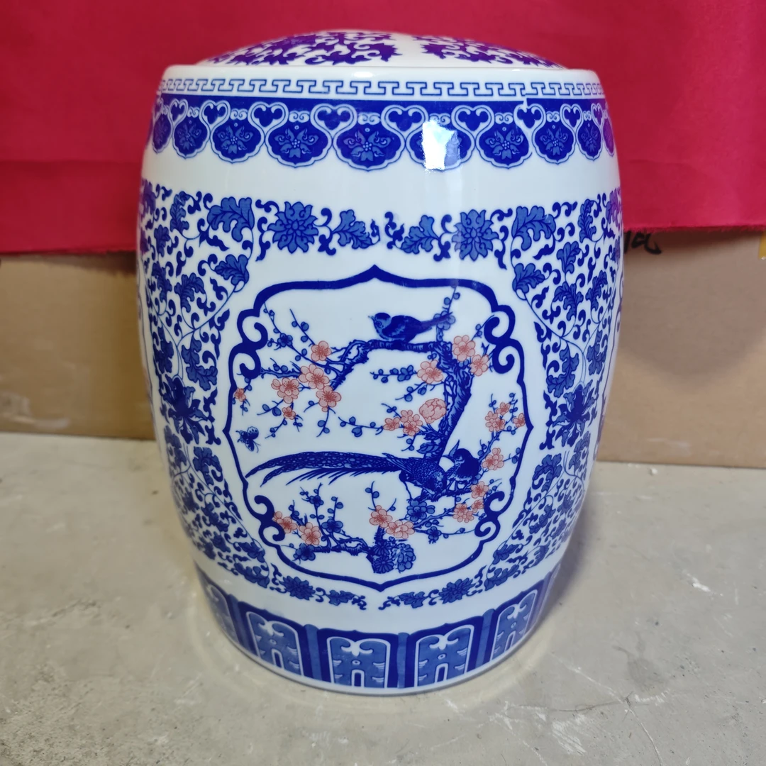 高度31口径21景德镇陶瓷青花四面开窗（新）20斤米缸245