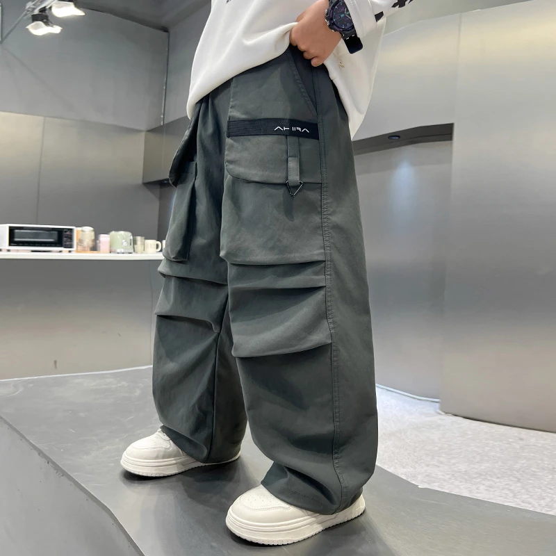 男童裤子春秋款2025新款中大童休闲裤工装裤宽松长裤秋装运动裤潮