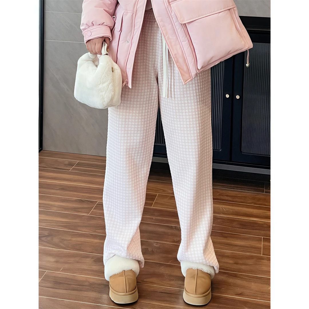 断码捡漏~迷雾岛屿 / 奶气千鸟格乖巧加绒阔腿裤13028花契200斤