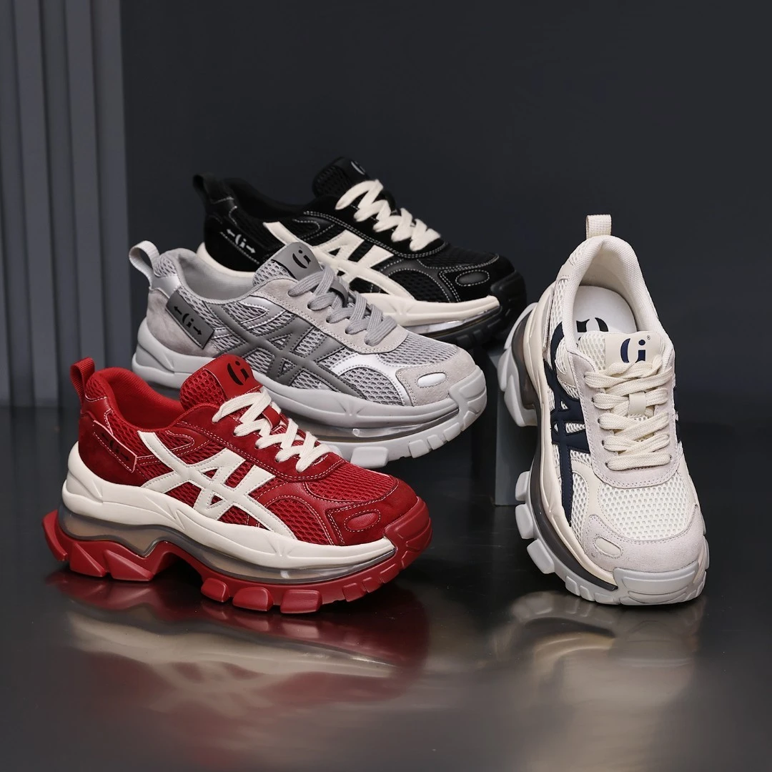 厚底增高老爹鞋女2025夏季新款网面透气轻便软底运动休闲鞋