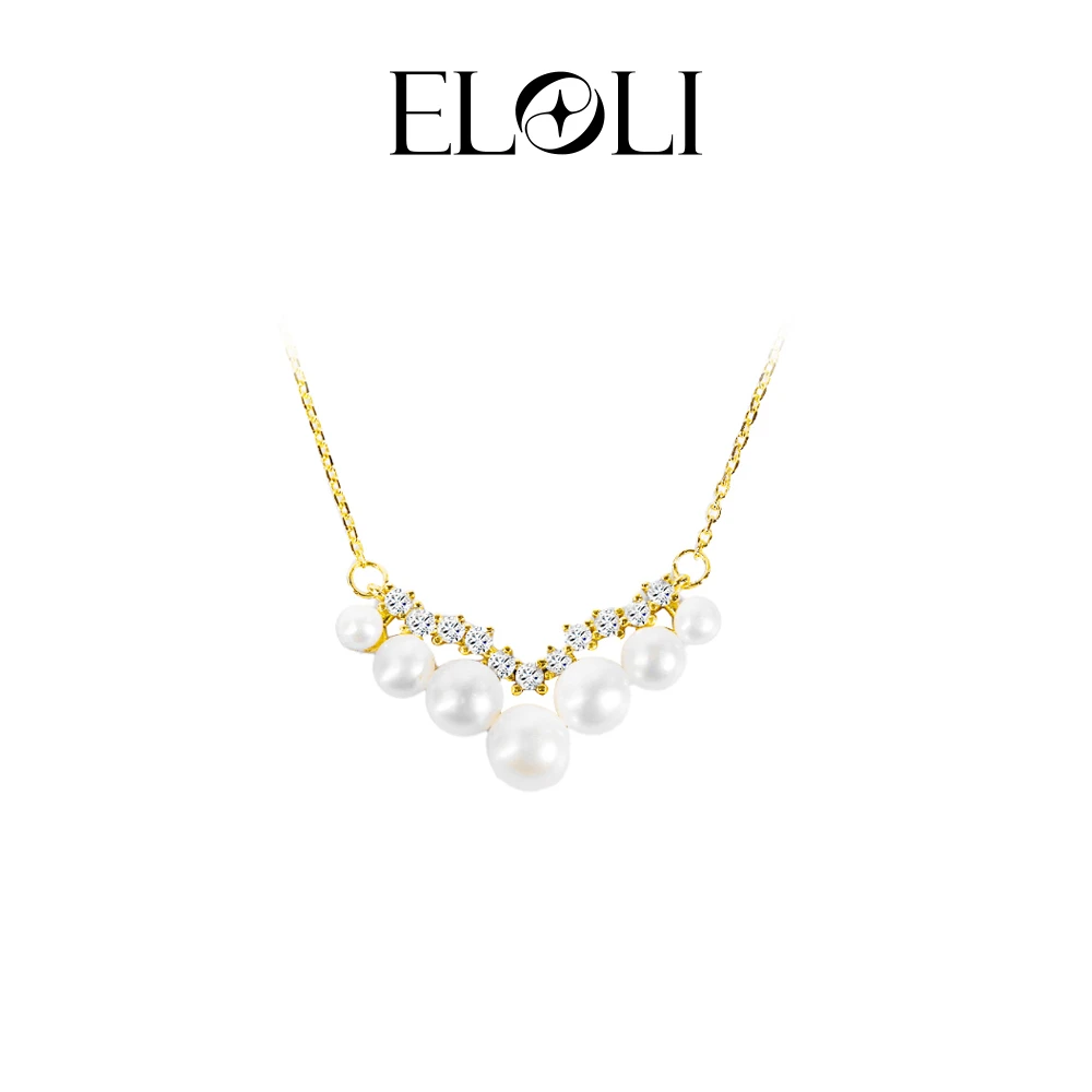 Eloli灵动V形时尚百搭珍珠项链