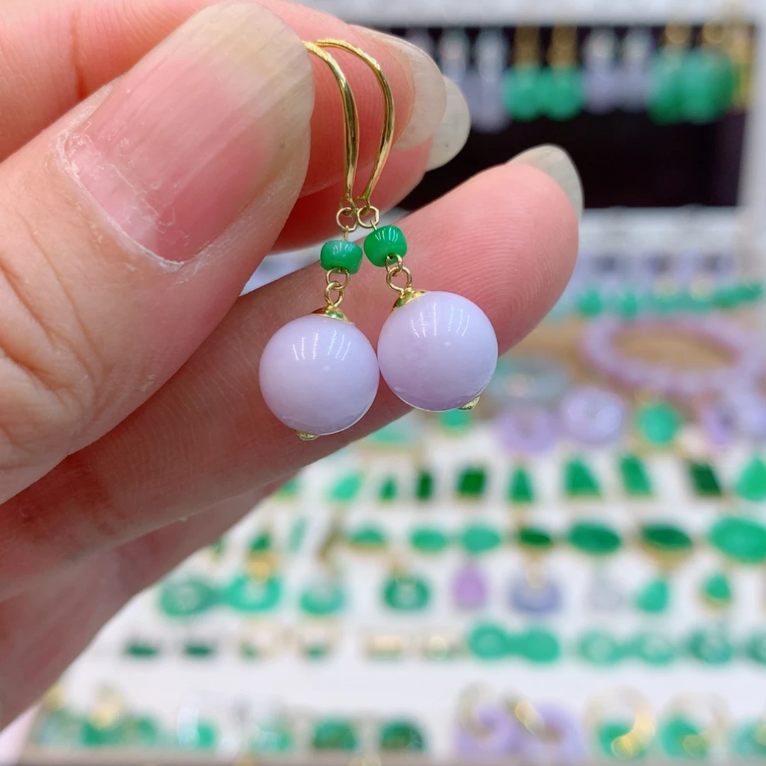 翡翠18K金镶嵌耳饰