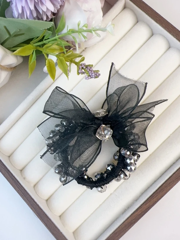 【韩里韩气】黑色蕾丝蝴蝶结仙女发绳发圈气质百搭
