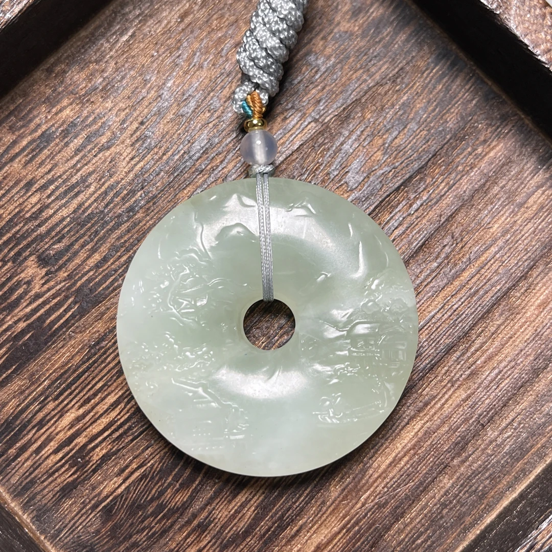 岫玉山水平安扣吊坠