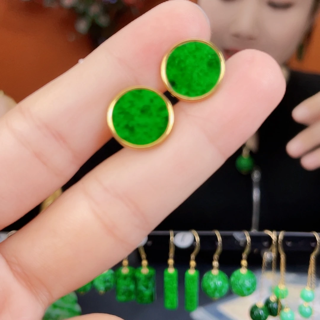 翡翠银S925镶嵌耳饰