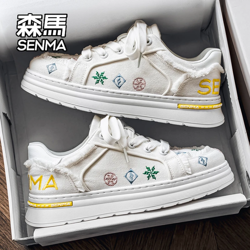 SENMA/森马2026冬季新款板鞋男舒适透气布面增高软底时尚休闲男鞋