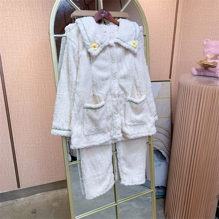 F474杏色孕妇珊瑚绒月子服两件套XL100-140 XXL120-150