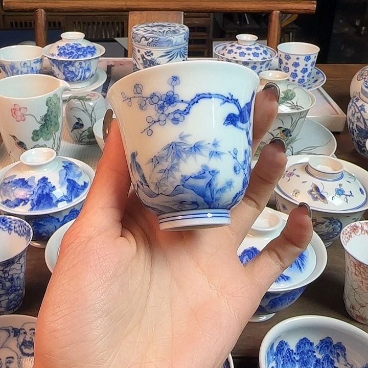 名窑口 花鸟杯花神杯放漏放漏大漏