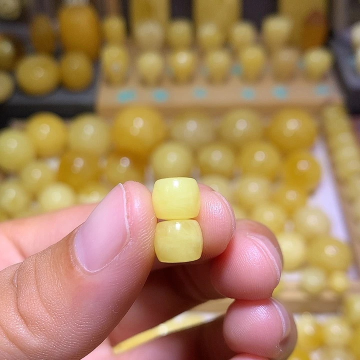 裸石蜜蜡未镶嵌天然俄料黄白花蜜蜡精工直切8