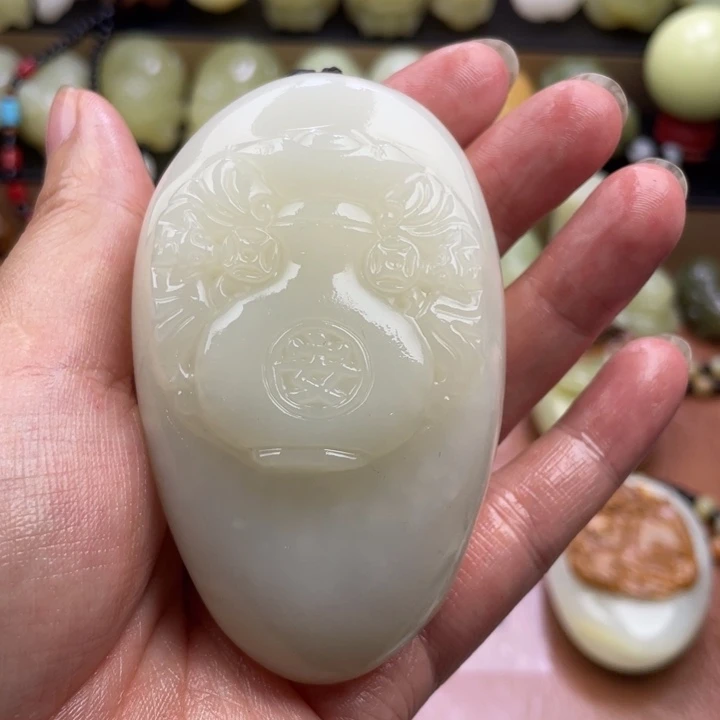 石材天然古青石手把件