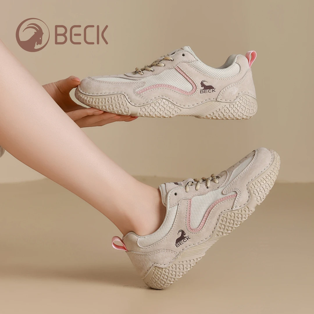 公羊女鞋2025秋季新款软底真皮浅口单鞋舒适轻便系带运动休闲鞋女