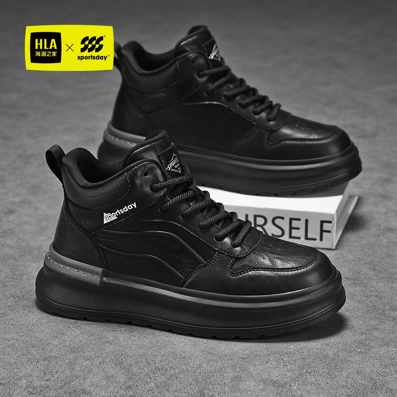 HLA/海澜之家马丁靴男款冬季新款男鞋厚底时尚休闲鞋中帮工装板鞋