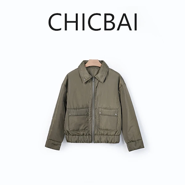 CHICBAI 洋气飞行员 光泽涤塔夫3M轻量保暖棉服短外套