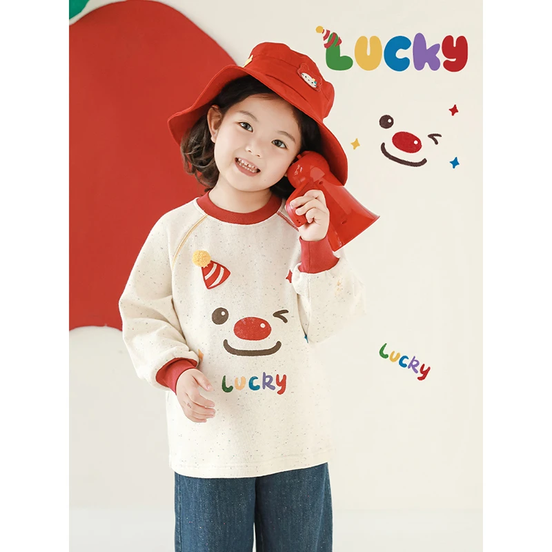 YOEHYAUL/幼悠春贰波【欢乐小丑】女童洋气套头长袖春秋卫衣潮C3043