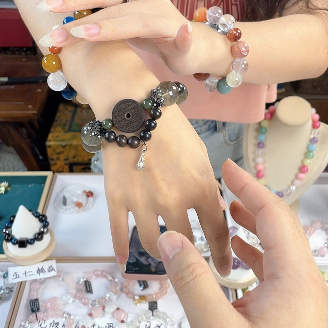 水晶手链银S925镀金镶嵌