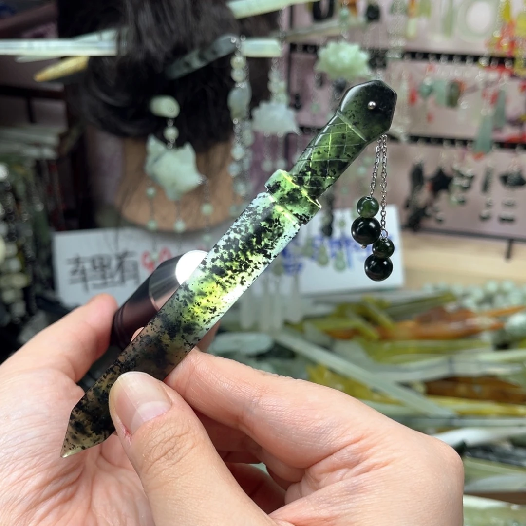 未镶嵌岫玉发饰长度13.5厘米左右