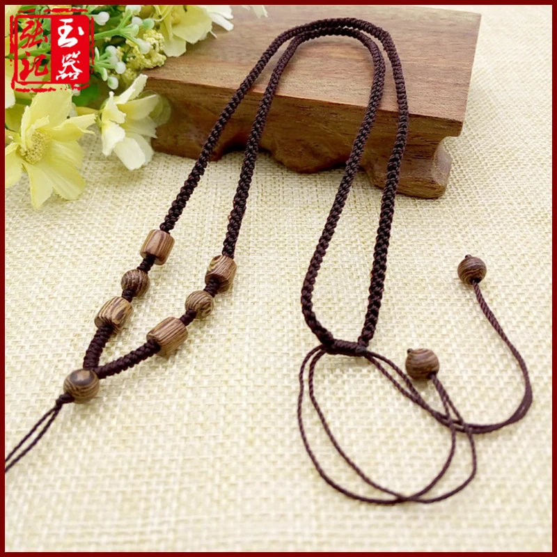铜合金亚克力吊坠 鸡翅木挂绳手工编织精美手把件挂绳 吊坠挂绳