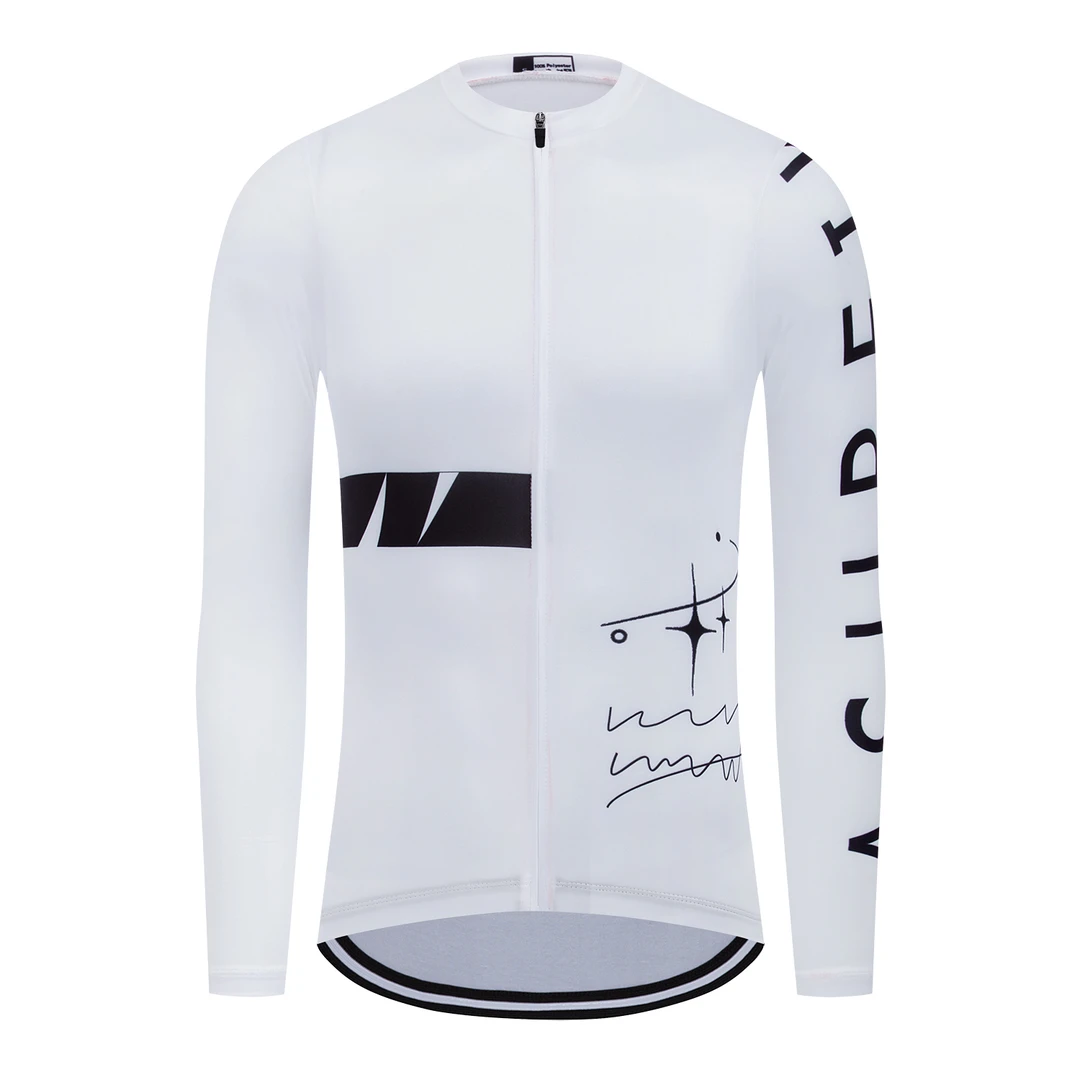 【入门级骑行长袖】白色图案牛奶丝骑行长袖上衣吸湿排汗速干透气