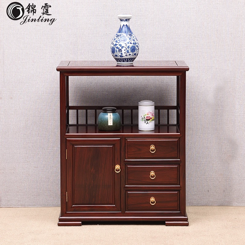 红酸枝茶水柜餐边柜置物架桌红木绒毛黄檀茶室柜酒柜茶几新中式