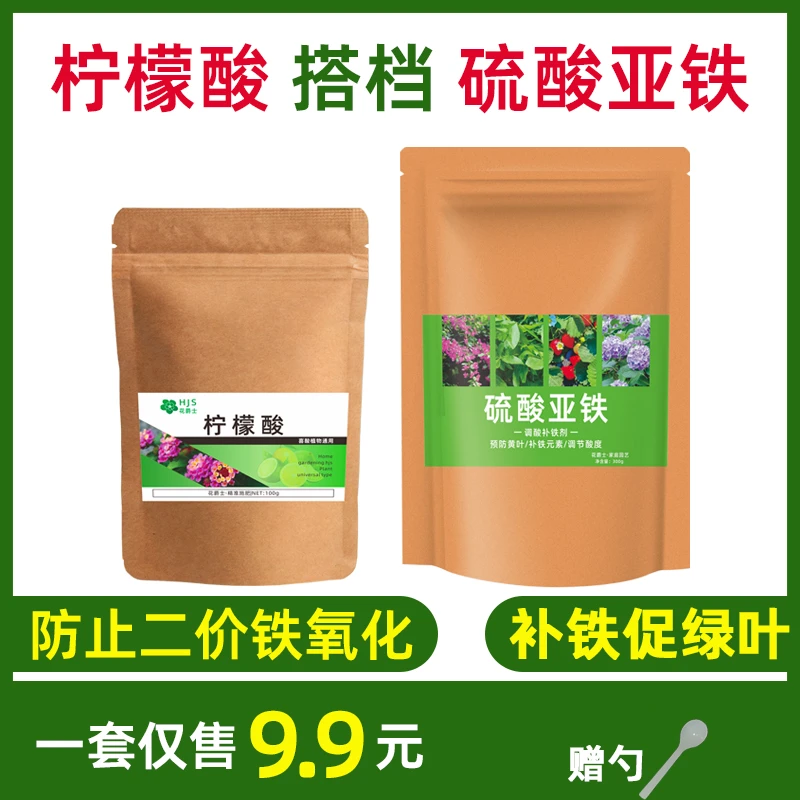 硫酸亚铁加柠檬酸花卉专用伴侣栀子花土壤调酸剂改善植物黄叶落叶