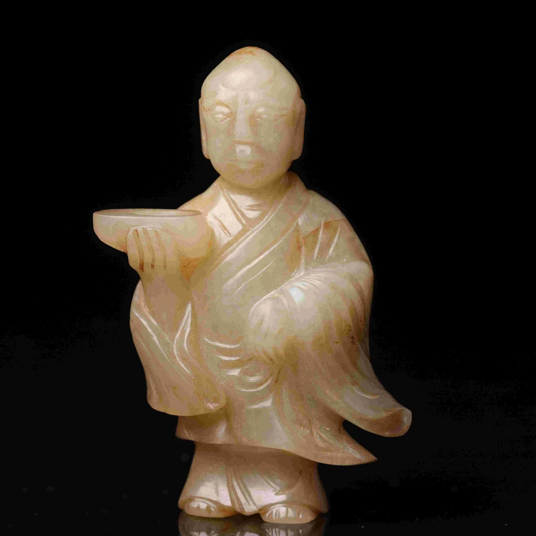 明代 和田玉持经罗汉-NX