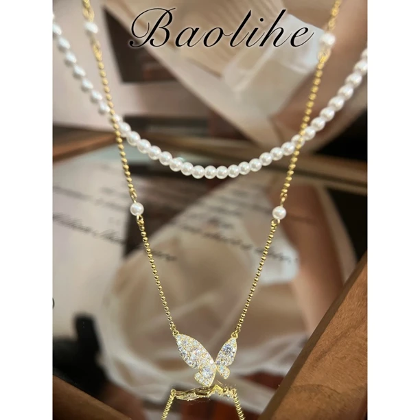 镀K金 宫蝶爱丽丝双层不可拆卸项链Y28