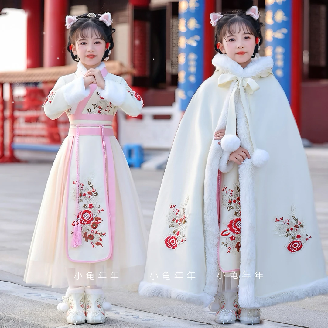 【金玉】汉服女童冬款加绒古风古装加厚过年唐装新款中国风拜年服