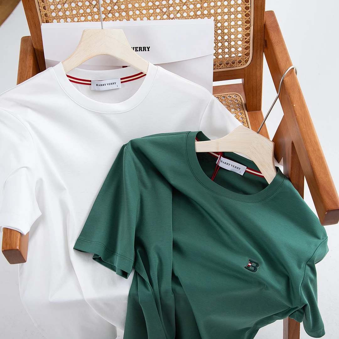 轻奢线！礼袋装！液氨80支丝光双面匹马棉！男士圆领纯色短袖aj-2315