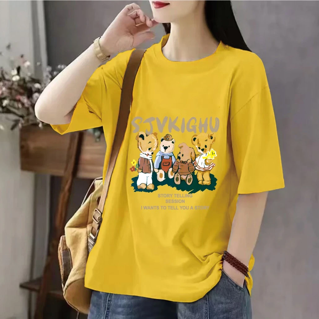 【爆款推荐】新款洋气大码印花T恤韩版百搭半袖宽松显瘦短袖上时尚