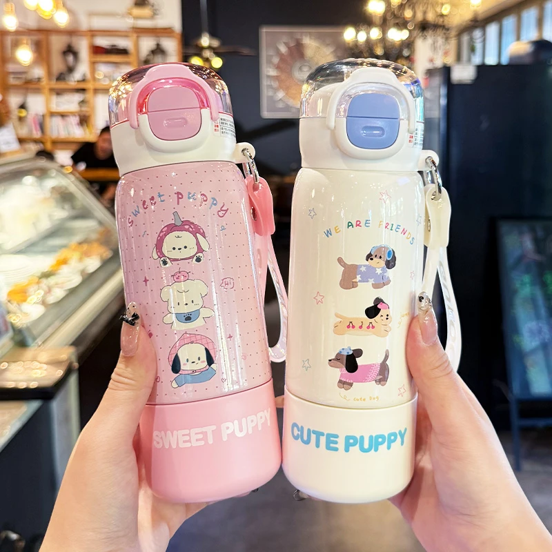 卡通可爱儿童保温杯女孩一杯三饮小学生上学专用双饮吸管水杯便携