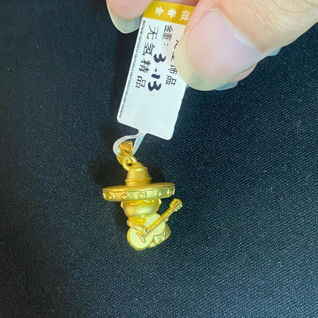 【灵动】足金999弹吉他小新饰品   3.13g