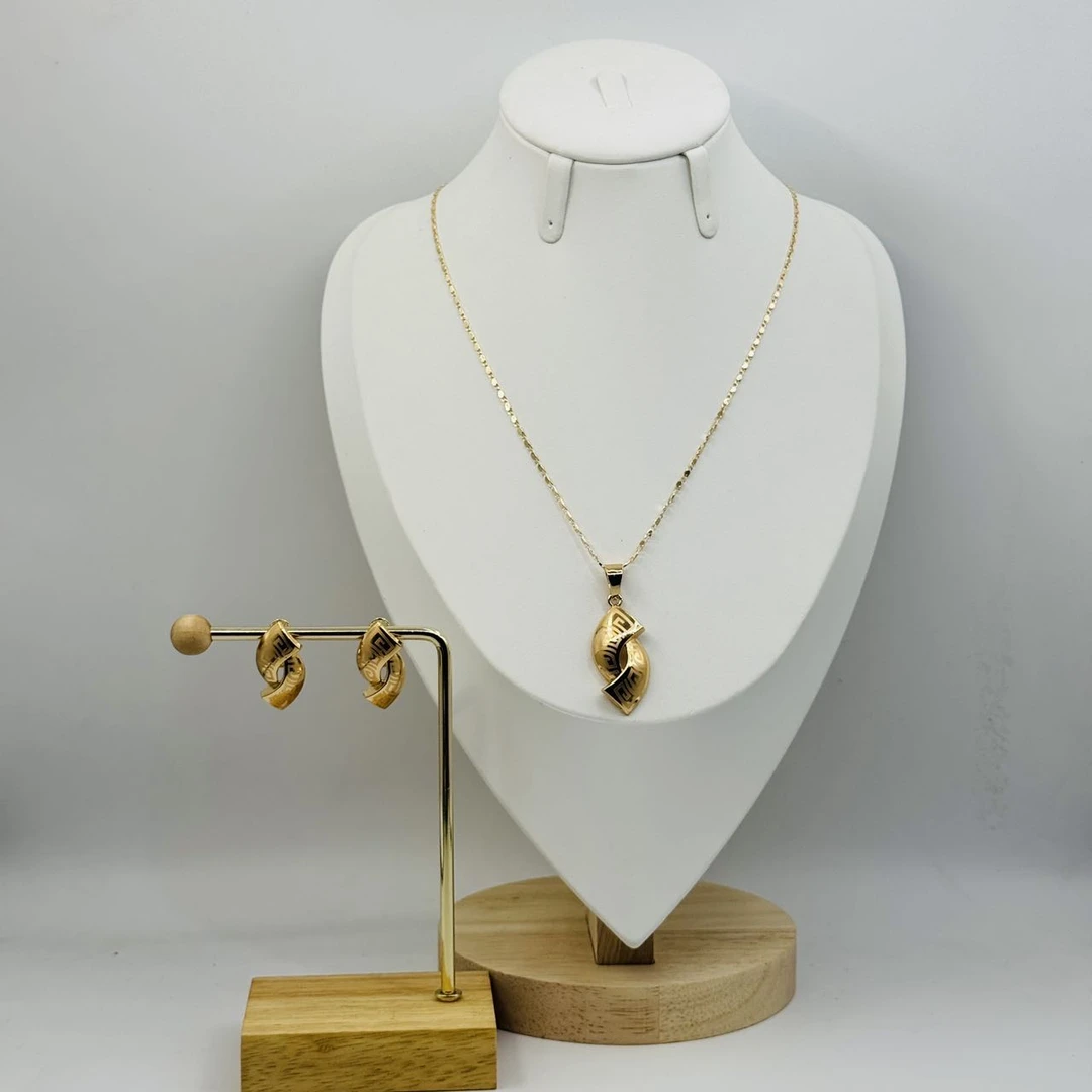 铜项链 TJ272 玫色项链耳环两件套