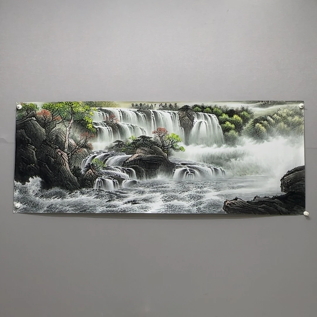 国画横幅六尺精品山水贾敏