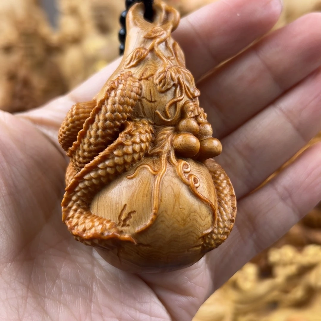 柏木（崖柏）崖柏木龙葫芦木雕工艺品