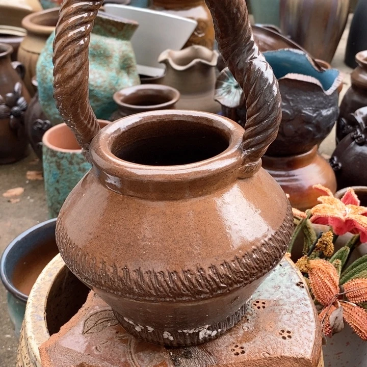 紫砂花盆高26口11手工