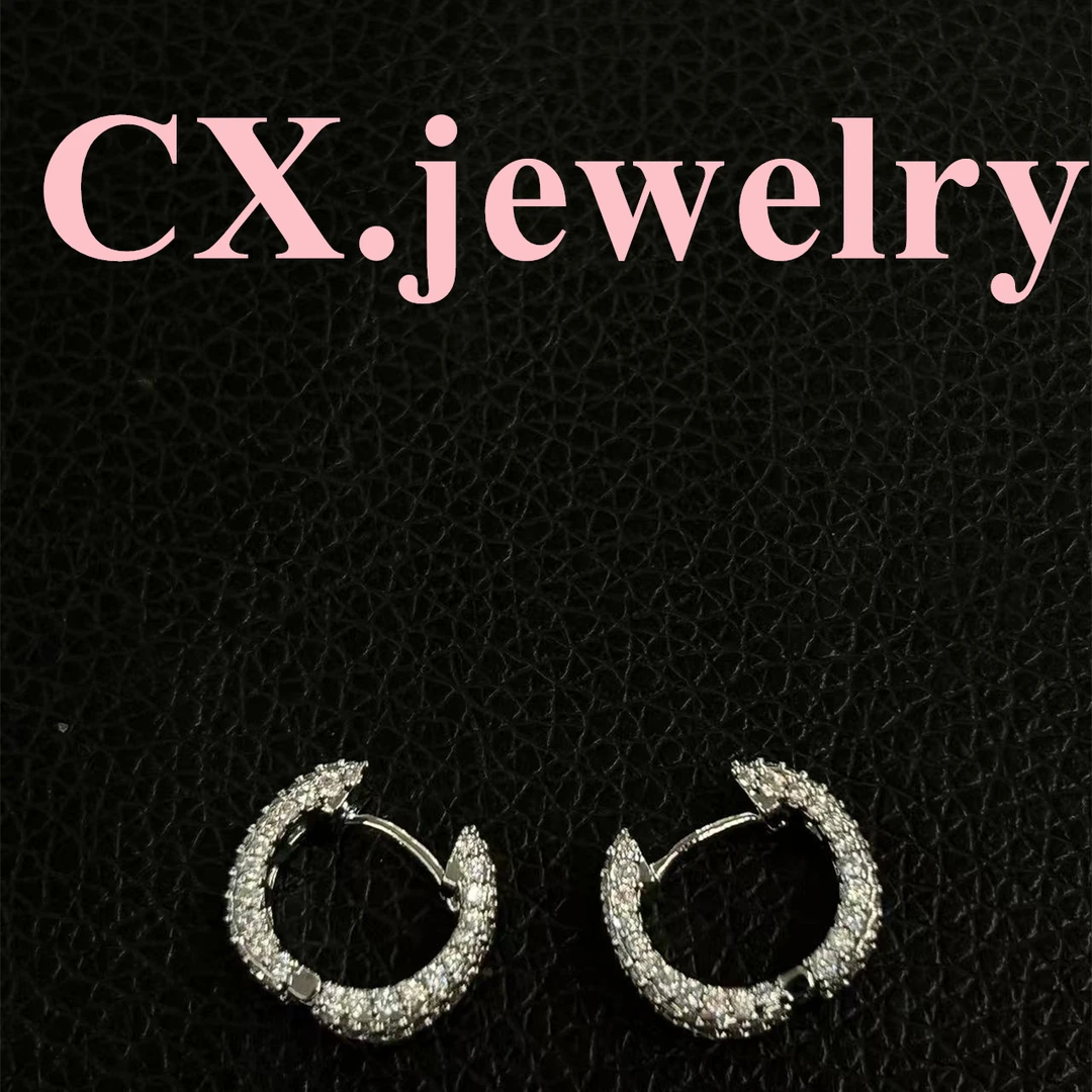 铜合金合成锆石耳饰 s925银针 全镶满钻耳环 5020