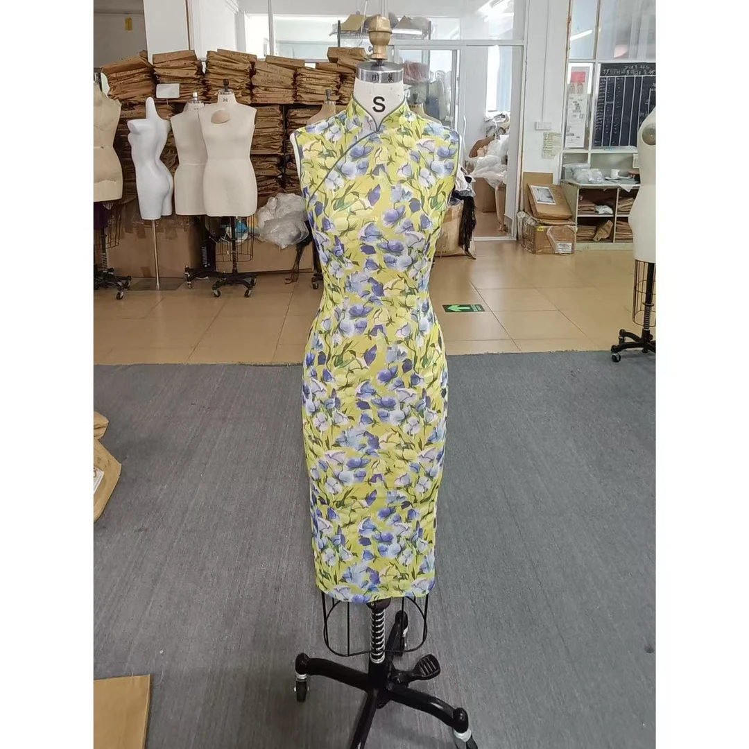 原创自制【玉兰】(短款系列)港工复古花朵玫瑰夏季连衣裙短款旗袍