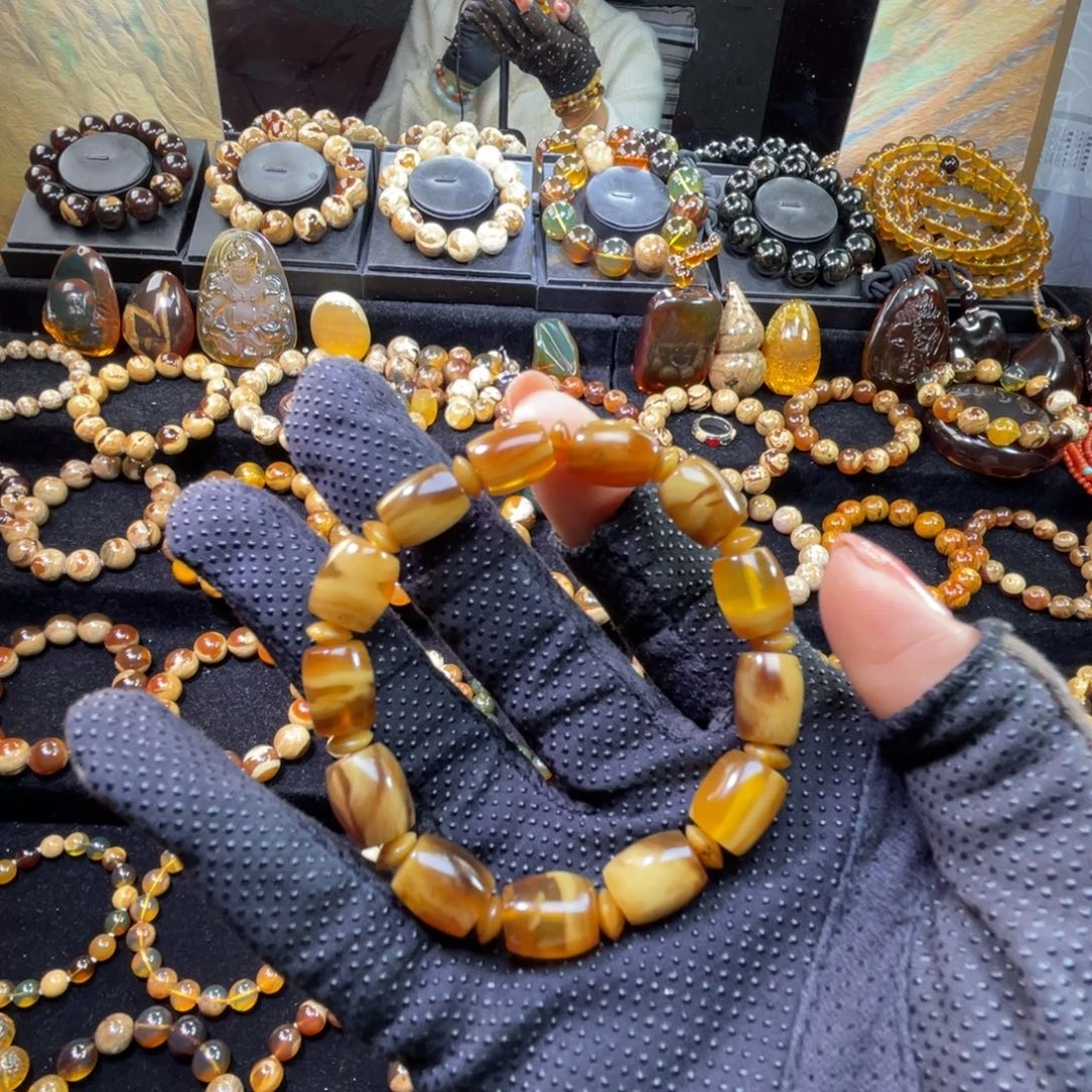琥珀未镶嵌手串蜜蜡手串
