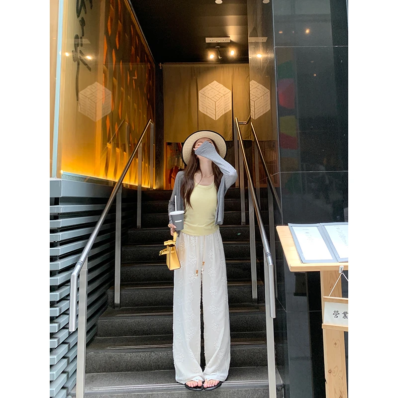 杨杨YANGRUOYU 5/16【明媚夏日】提花直筒休闲裤女宽松显瘦九分裤