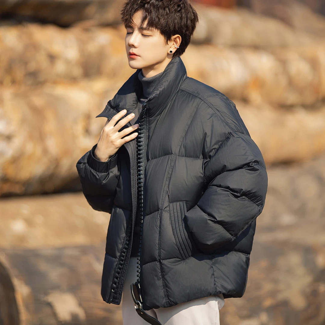 高档男士立领羽绒服2025冬季新款加厚保暖300克高充绒量冬装外套
