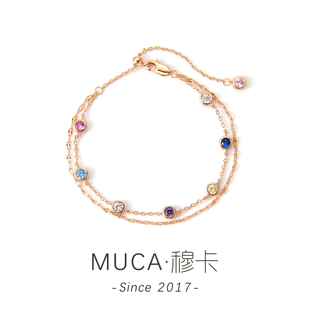 铜合金合成锆石手链 【双层泡泡】气质轻奢时尚百搭彩色手链A1257