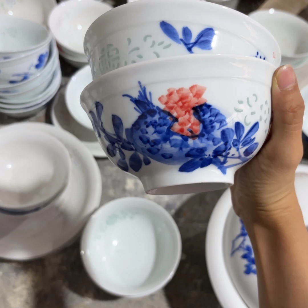 玉瓷景德镇陶瓷米饭碗两只微瑕