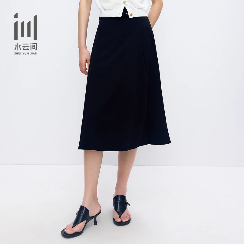 【618直播立减水云间夏季通勤黑色显瘦A字半身裙【附腰带】12420531