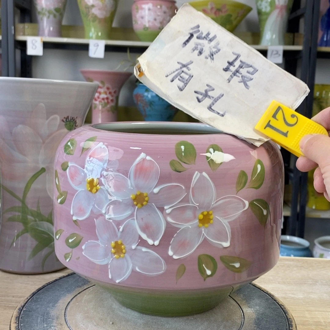 景德镇手工手绘陶瓷花盆