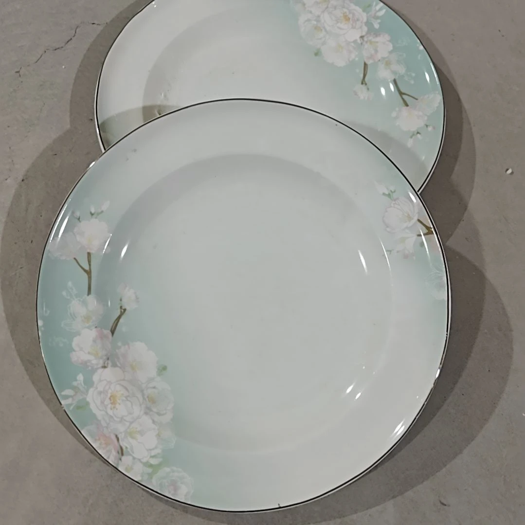 微瑕陶瓷餐具釉下彩10寸盘2个