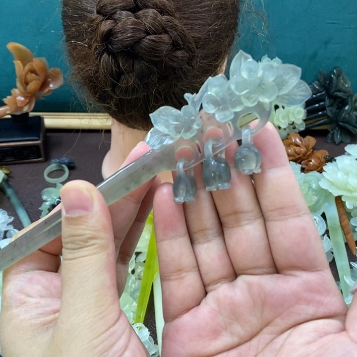 蛇纹石玉发饰未镶嵌