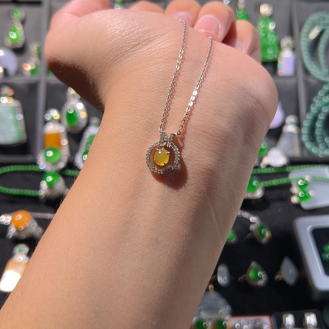 翡翠银S925镶嵌项链吊坠