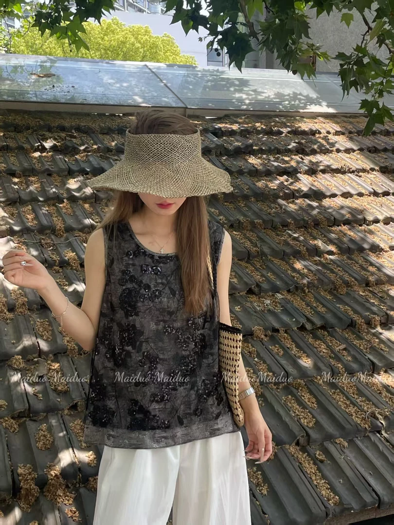 6312夏款新款亮片纱纱上衣时尚百搭