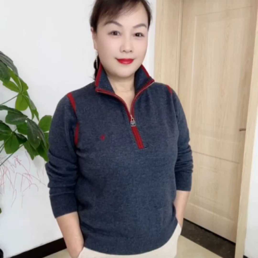 秋季常规长袖毛针织衫网红立领女装高领打底开衫加厚半拉链